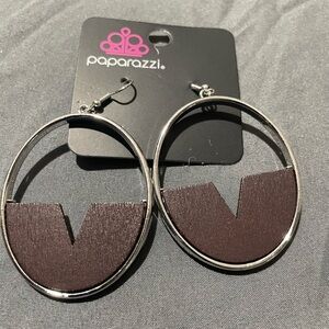 Paparazzi Silver and Brown Geometric Earrings